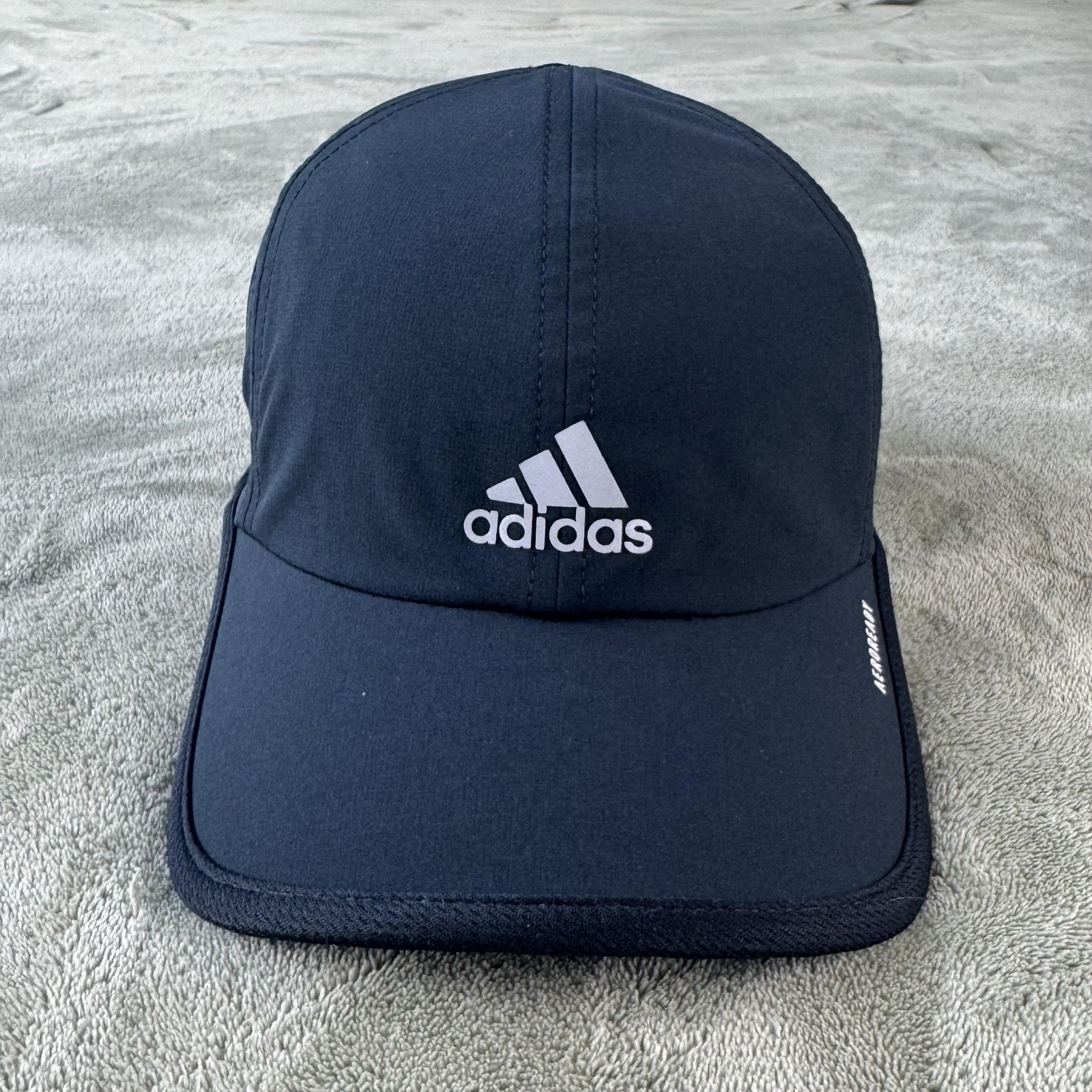 Adidas Hat Cap Strap Back Mens One Size Black Aeroready Breathable Performance